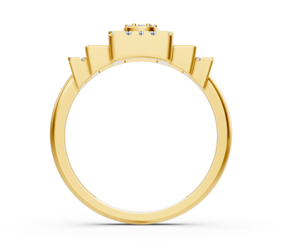 Yellow gold ring with architectural diamond design