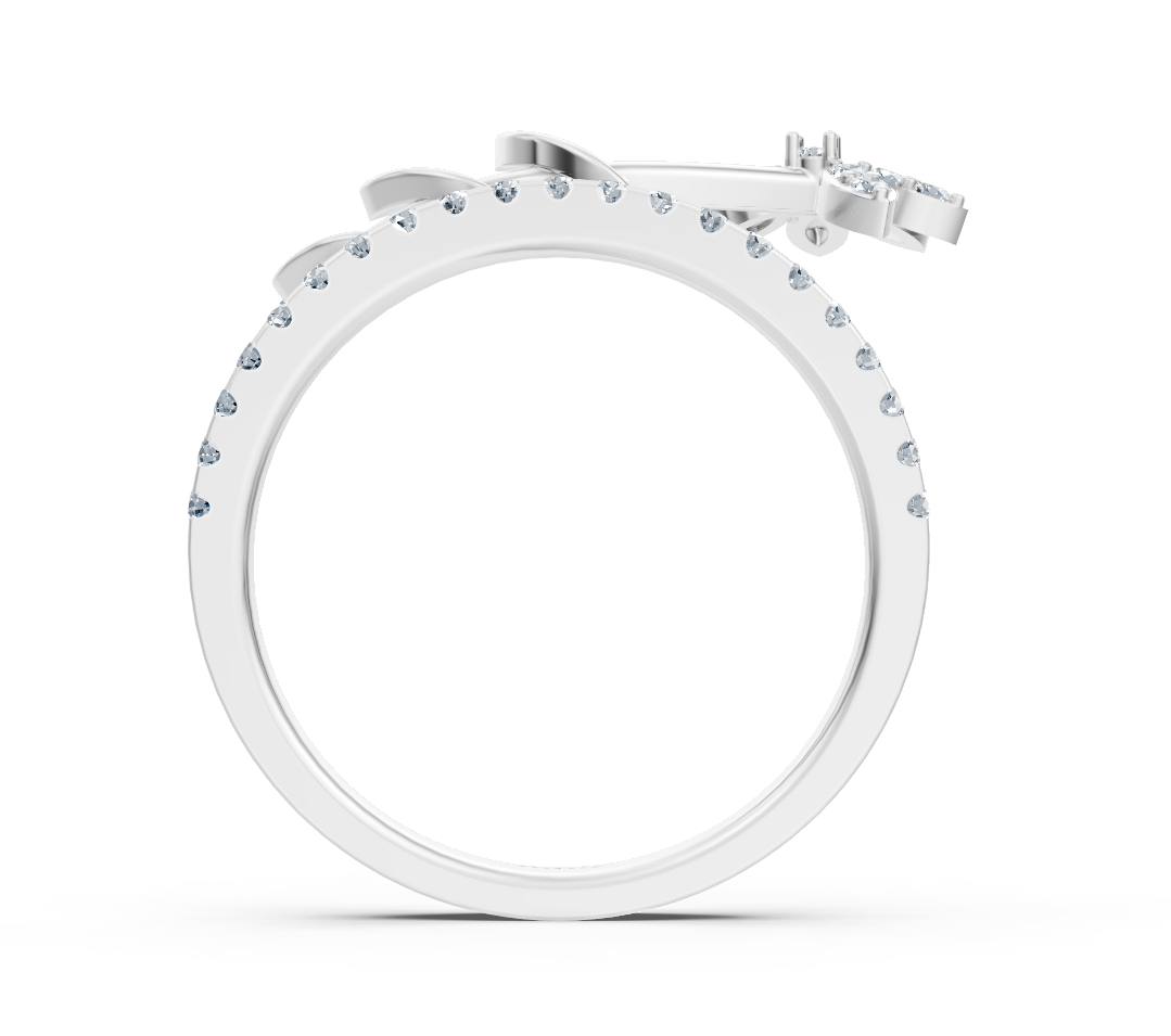 Weißgoldener Ring mit Schmetterlingsdesign und Runddiamanten