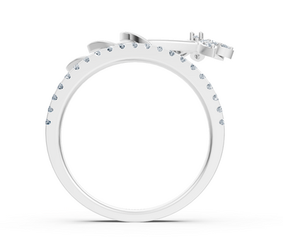 Weißgoldener Ring mit Schmetterlingsdesign und Runddiamanten