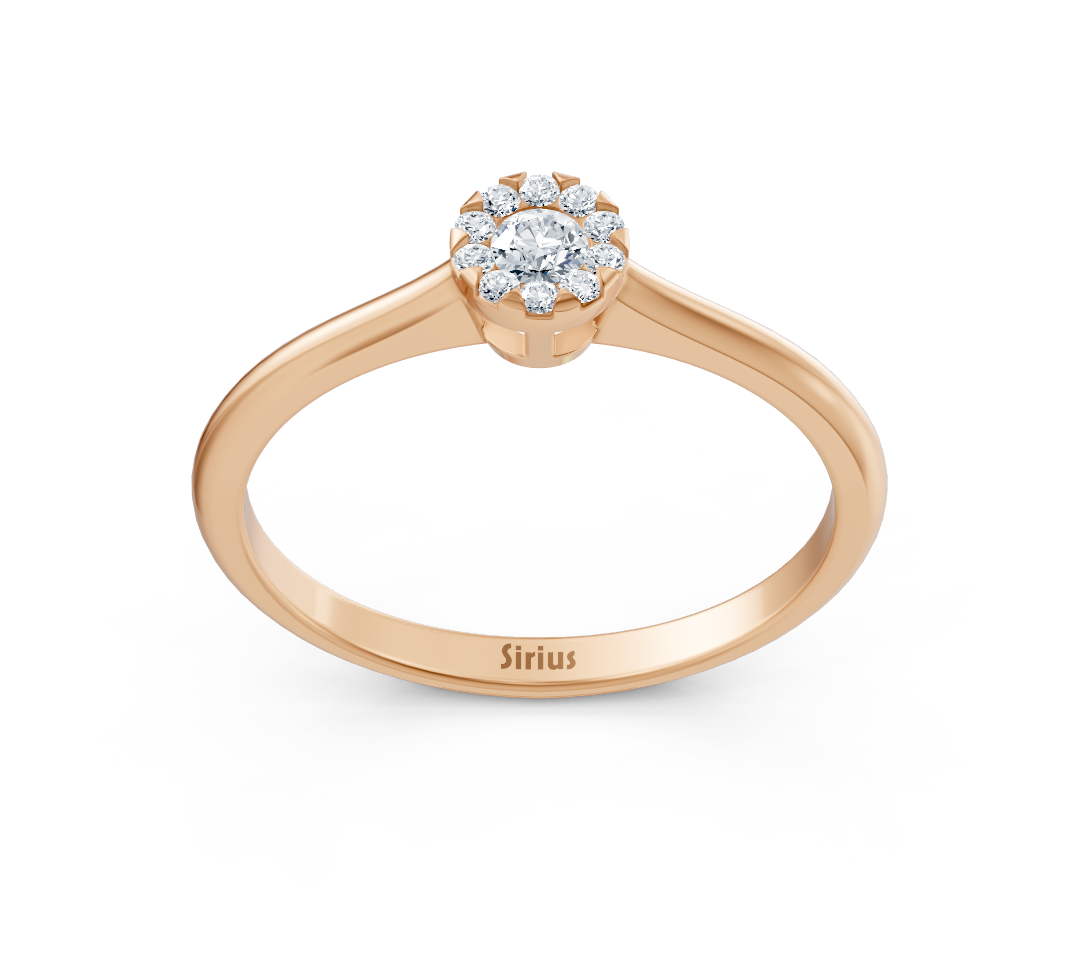 Fine engagement ring made of 14K rose gold with diamond