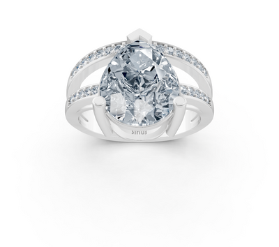 Elegant white gold ring with pear-shaped and round lab-grown diamond – 5.56 ct