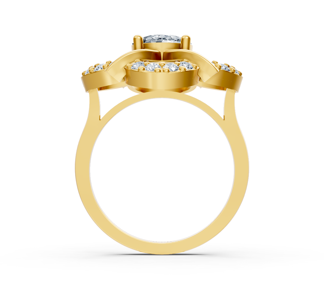 Radiant yellow gold ring with oval diamond – 1.31 carat main stone