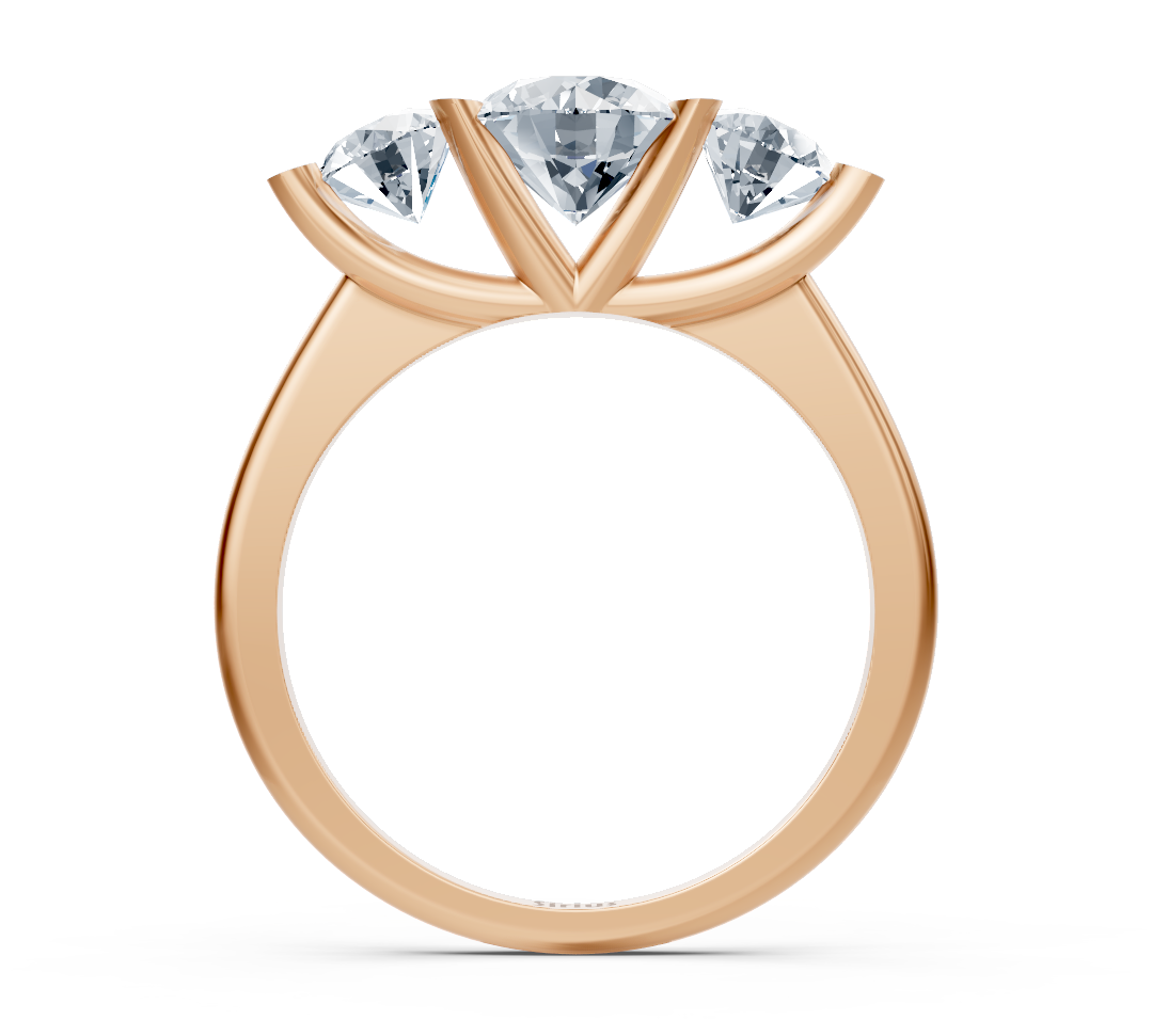 Dreistein-Ring mit Labor-Diamanten in Roségold - hochwertiger Schmuck von Rosy Lab Diamonds