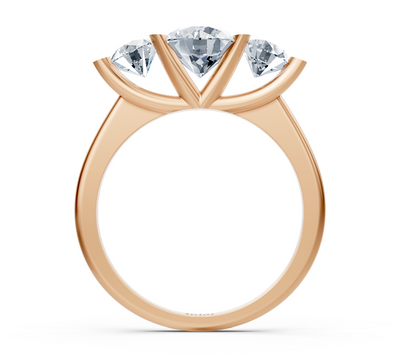 Dreistein ring with lab diamonds in rose gold