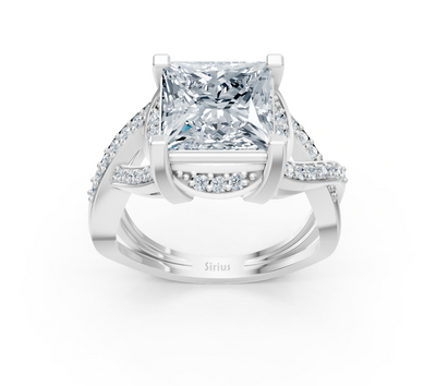 Weißgold-Ring mit laborgezüchtetem Princess- und Runddiamant – 3,51 ct