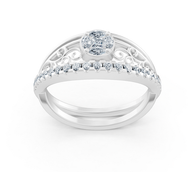 Weißgoldener Ring im Barockstil mit Labordiamanten