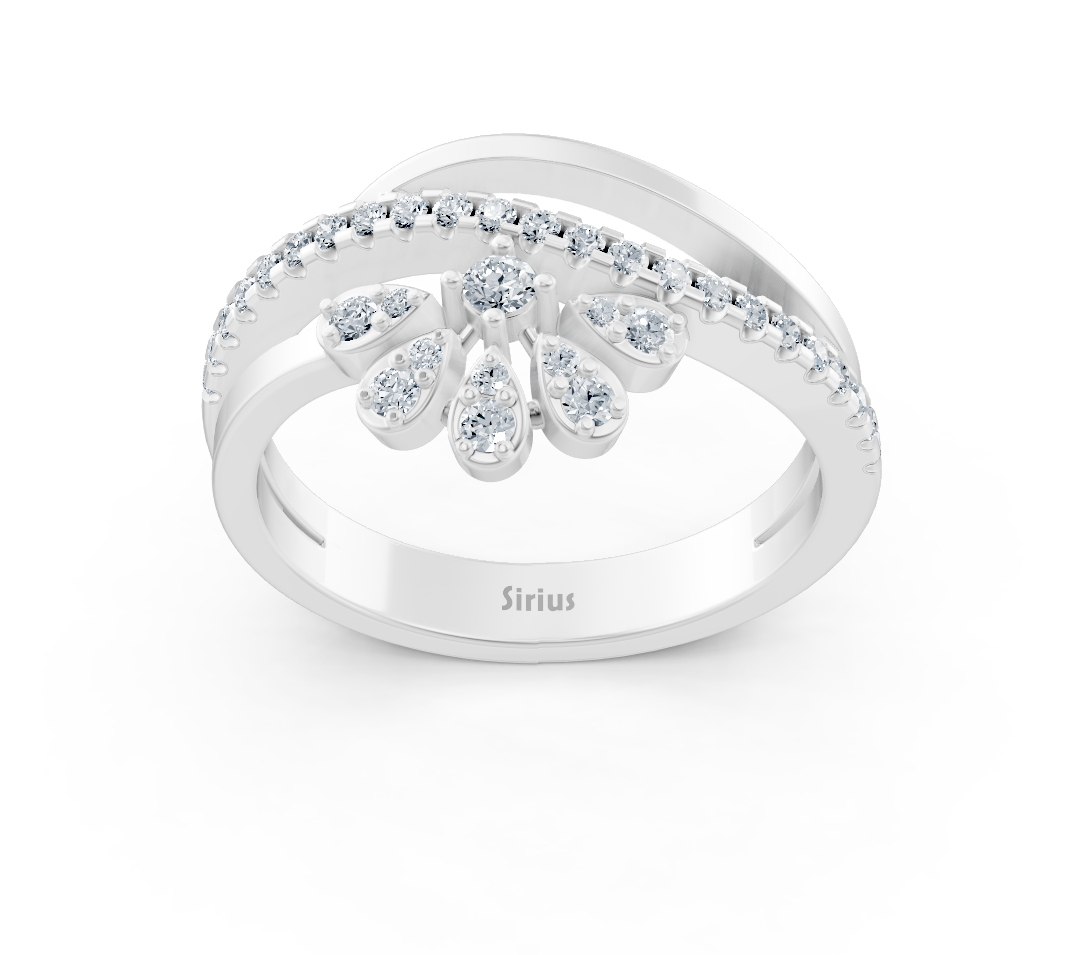 Ring mit Diamant & Labordiamanten in 14K Weißgold | Rosy – hochwertiger Schmuck von Rosy Lab Diamonds
