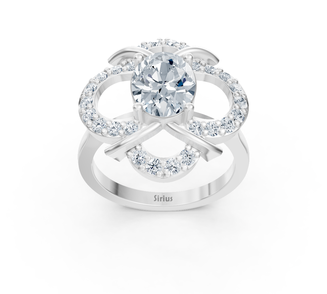 Elegant white gold ring with oval diamond – 1.31 carat main stone