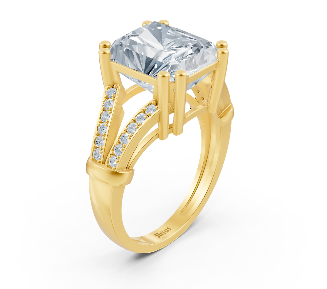 Bague exclusive en or jaune avec diamant taille radiant – 8,01 carats
