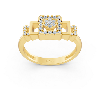 Yellow gold ring with architectural diamond design