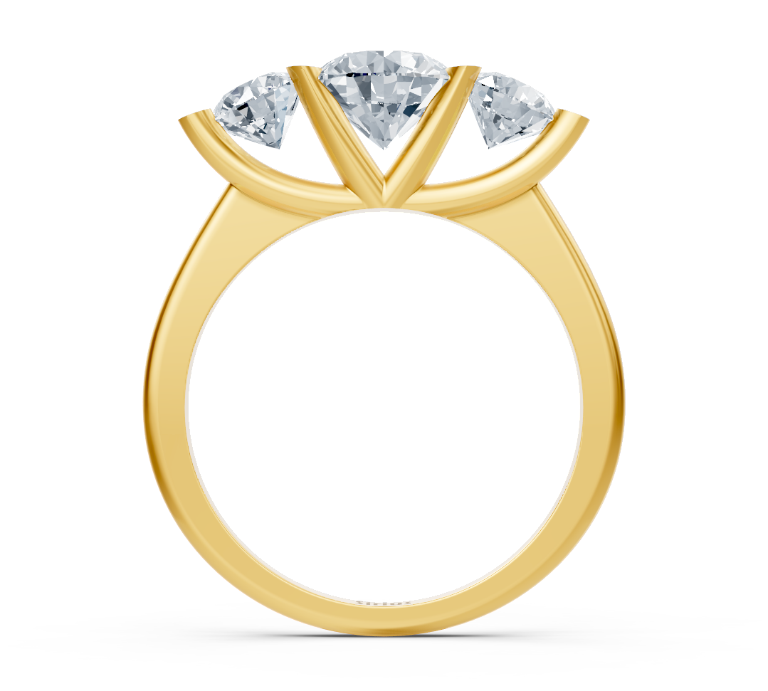 Dreistein-Ring aus Gelbgold mit Labor-Diamanten