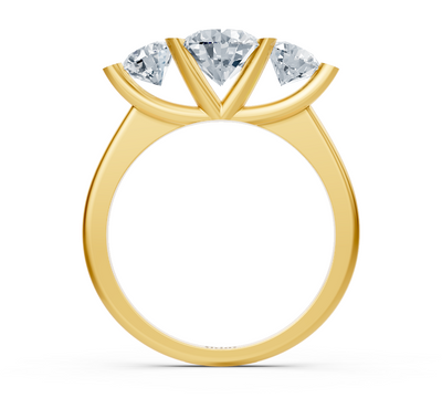 Dreistein-Ring aus Gelbgold mit Labor-Diamanten