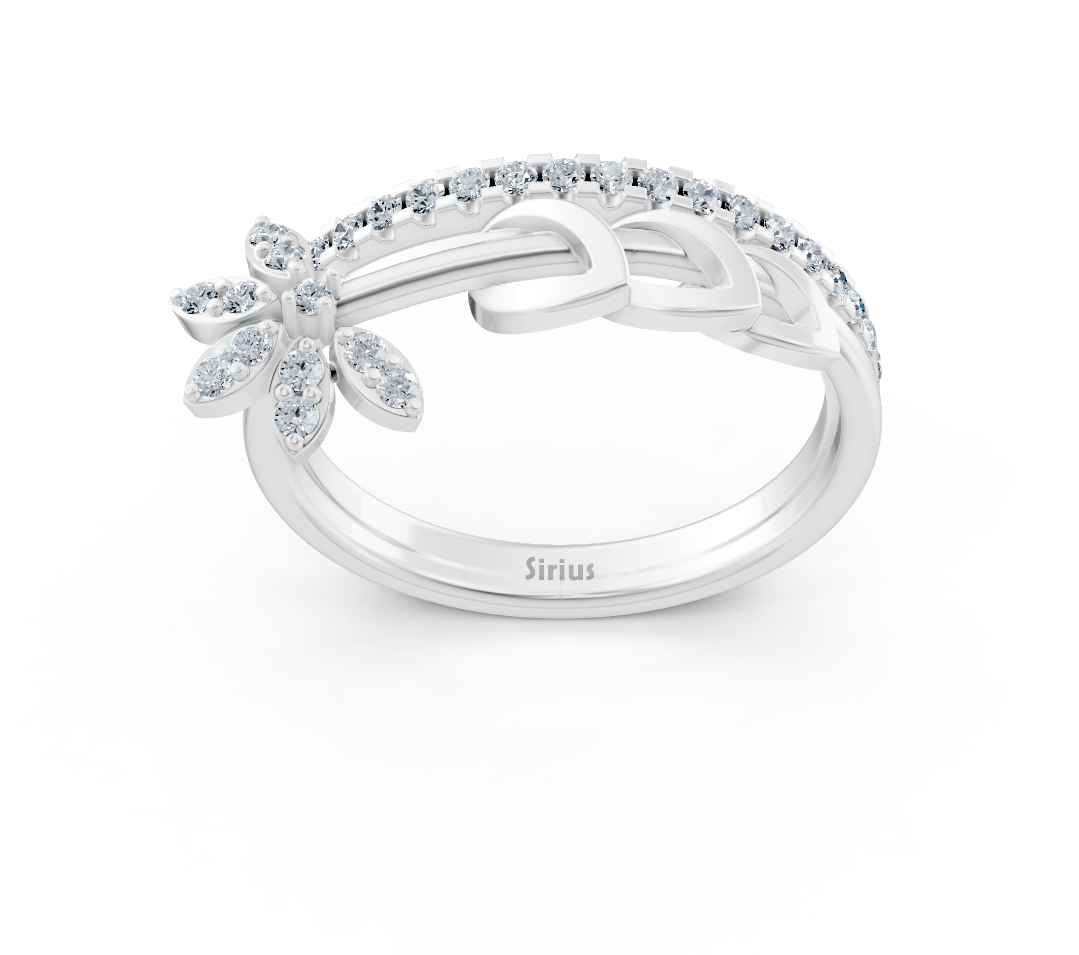 Weißgoldener Ring mit Schmetterlingsdesign und Runddiamanten