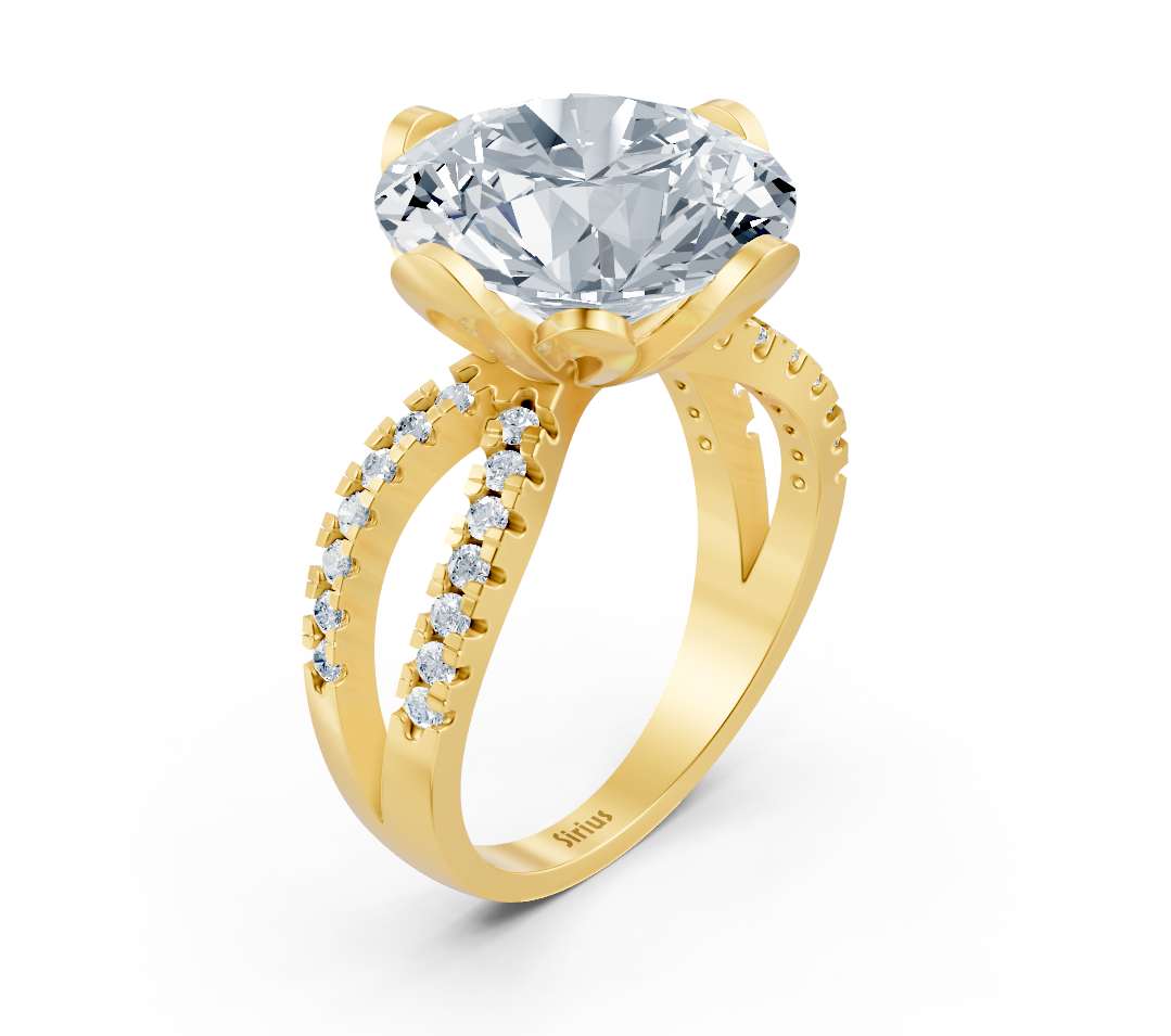 Yellow Gold ring with lab-grown round diamond – 6.59 ct – high-quality Jewelry from Rosy Lab Diamonds