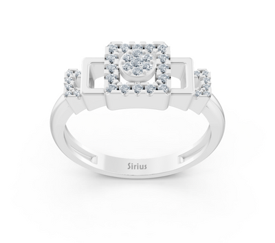 Bague moderne en or blanc avec design abstrait de diamant
