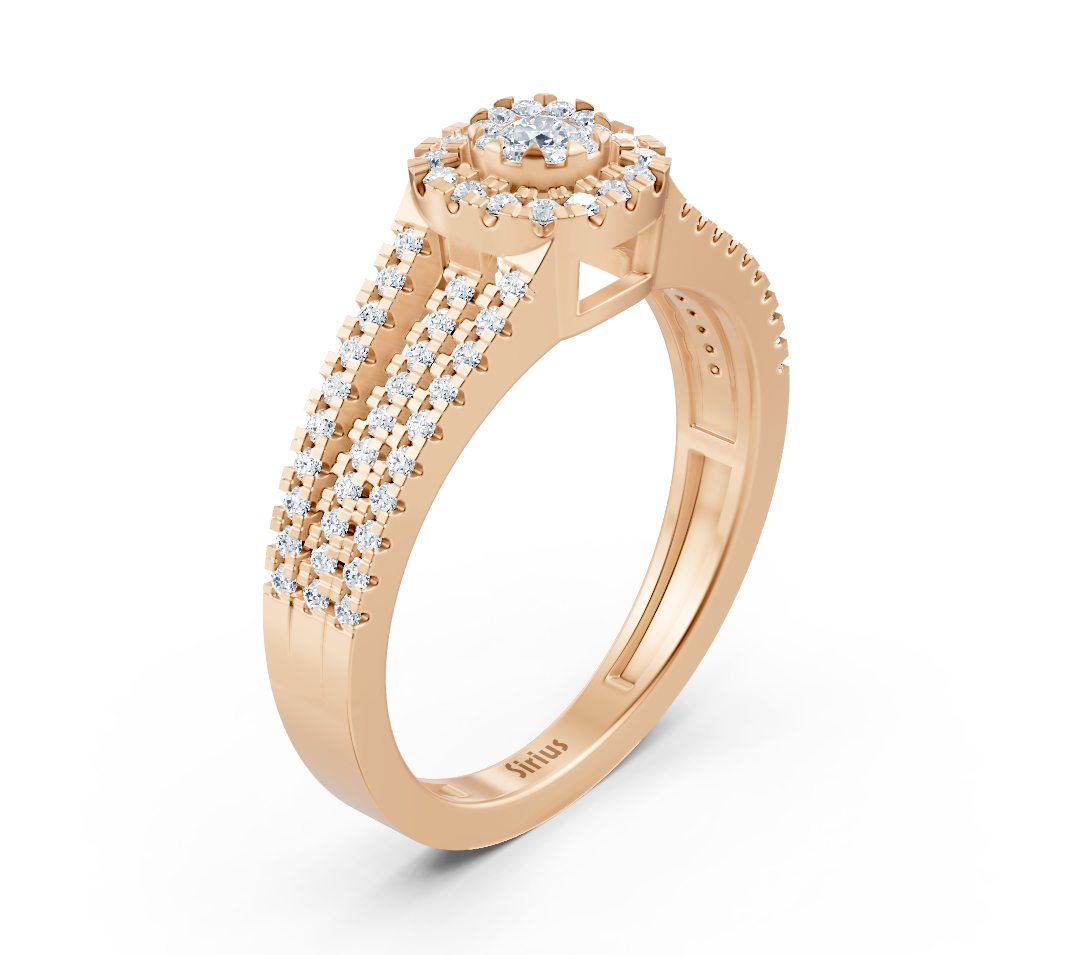 Ring mit Diamant & Diamanten in 14K Roségold | Rosy – hochwertiger Schmuck von Rosy Lab Diamonds
