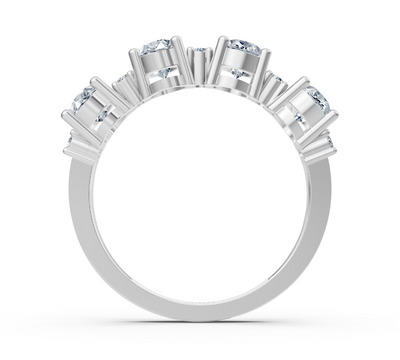 Élégante bague multi-pierres en or blanc avec diamants de laboratoire ovales et ronds