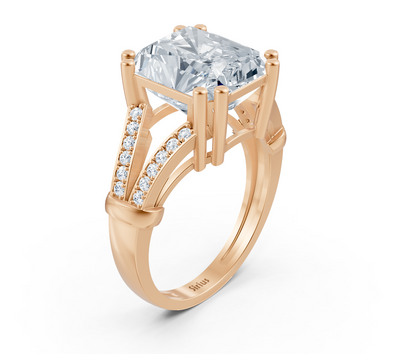 Bague exclusive en or rose avec diamant taille radiant – 8,01 carats