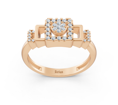 Modern rose gold ring with architectural diamond design