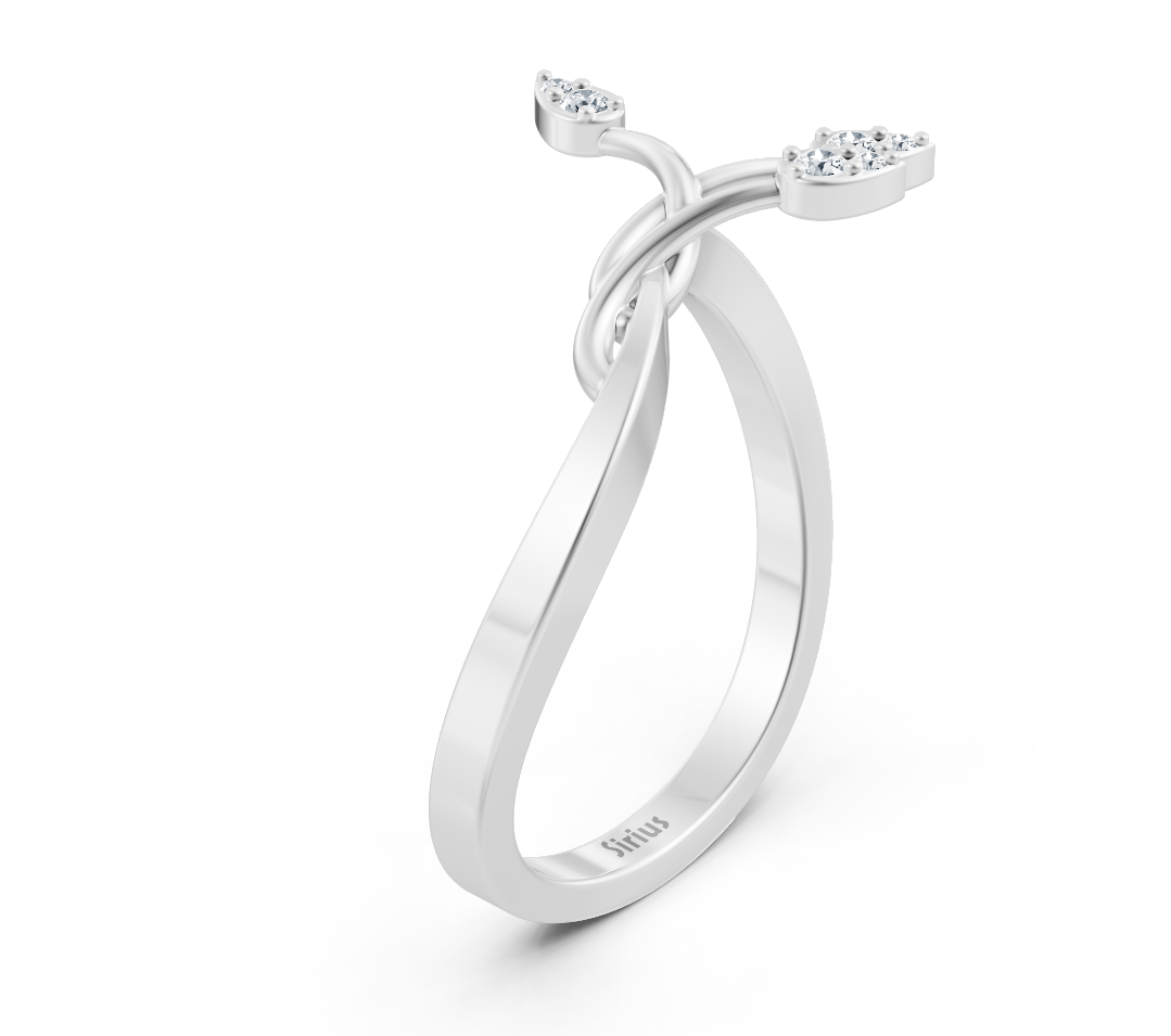 خاتم عقدة من الذهب الأبيض مرصّع بالألماس المُصنّع في المختبر - مجوهرات فاخرة من Rosy Lab Diamonds