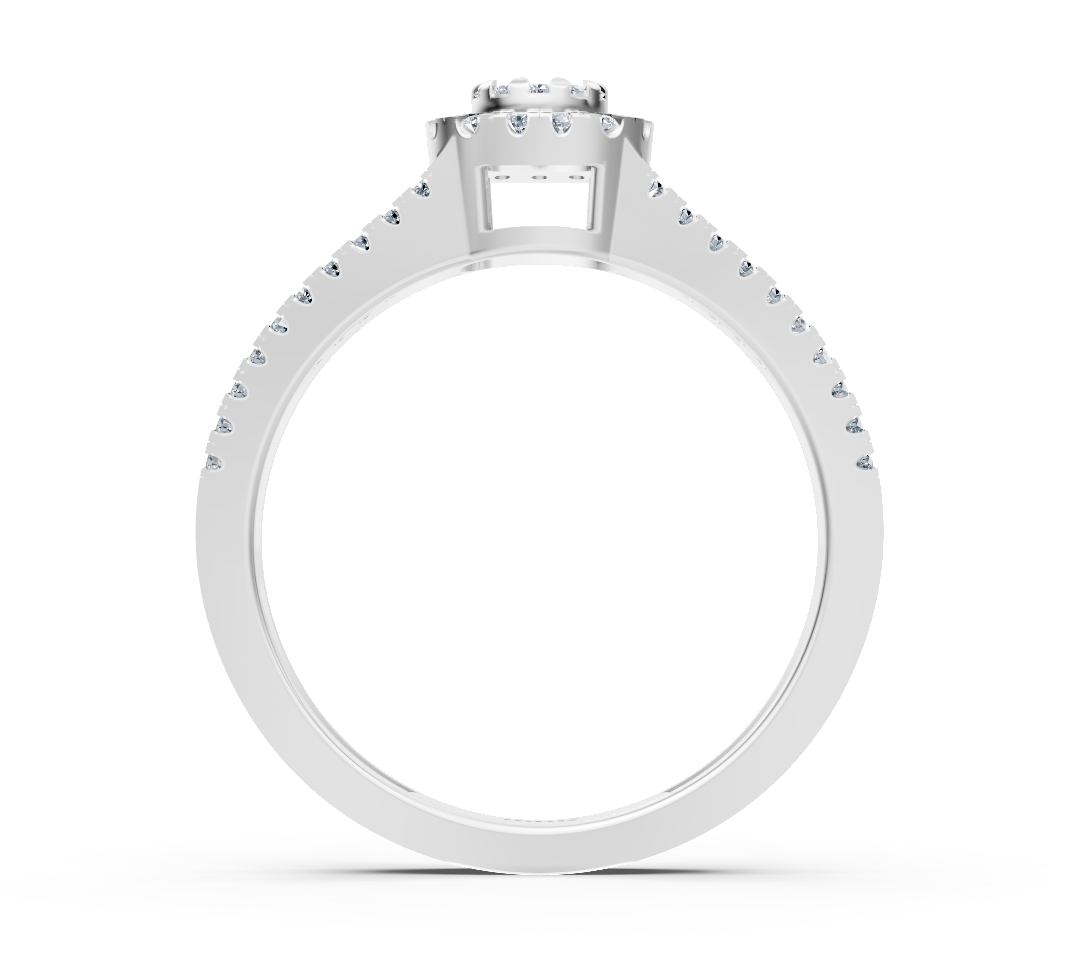 Weißgoldring mit Diamant-Halo - hochwertiger Schmuck von Rosy Lab Diamonds