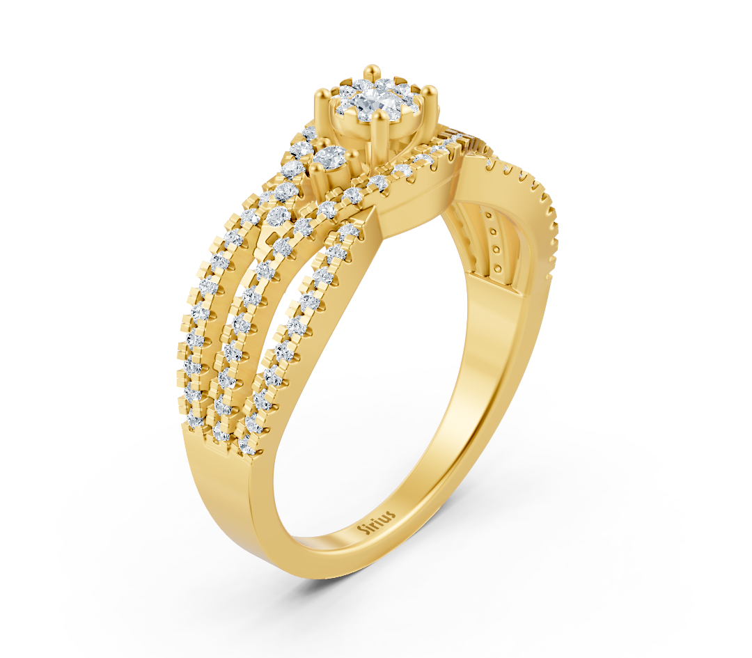 Verlobungsring aus 14K Gelbgold mit Diamanten