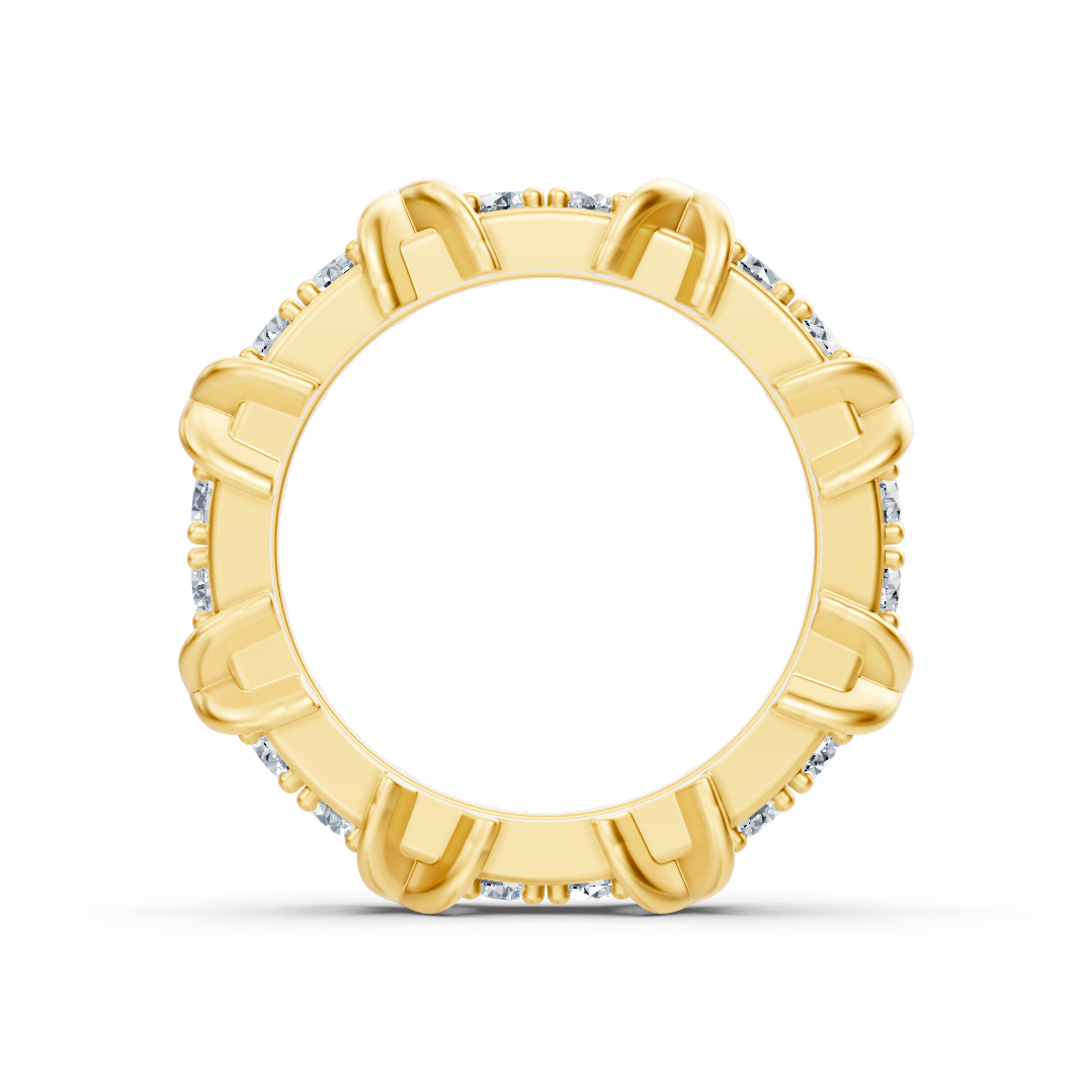 14K Sarı Altın'da laboratuvar pırlantalı ve X tasarımlı dikkat çekici Eternity yüzük - 77R0250 - Rosy Lab Diamonds'tan yüksek kaliteli Mücevher