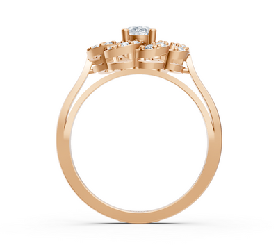 Rose gold diamond ring in blossom design with center stone – 0.36 ct