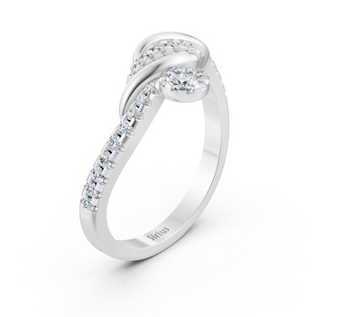Weißgoldener Diamantring mit Schleifenmotiv