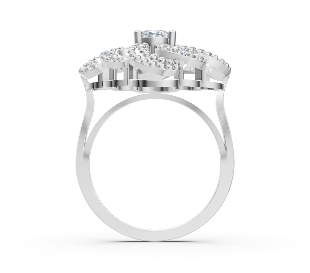 Artistic white gold ring with oval center stone – 0.54 carat