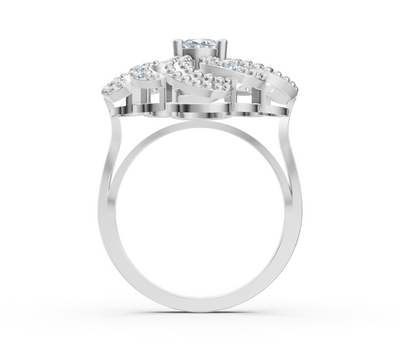 Artistic white gold ring with oval center stone – 0.54 carat