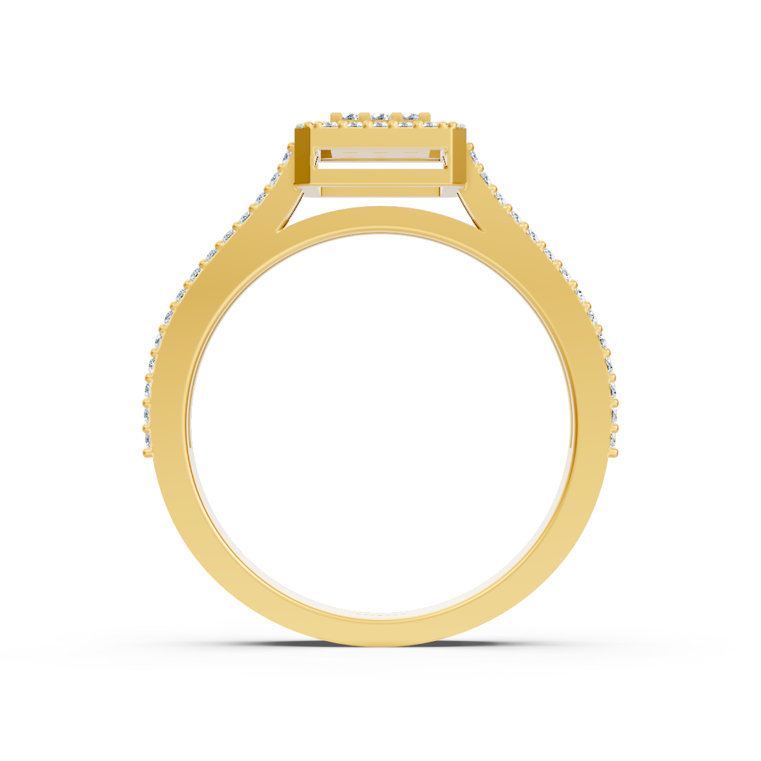 Bague cocktail avec diamants de laboratoire en Or Jaune - 77R0254 - Bijoux haut de gamme de Rosy Lab Diamonds