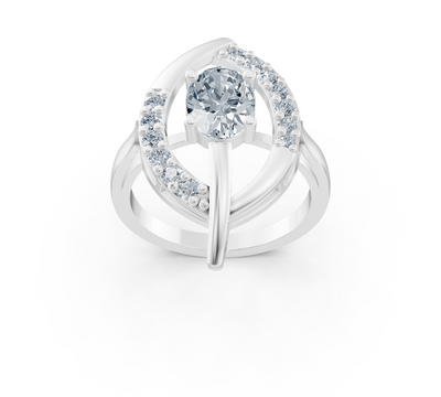 Artistic white gold ring with oval center stone – 1.09 carats