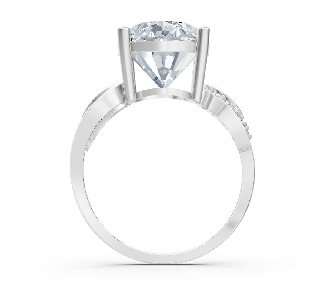 Engagement Ring made of White Gold with an oval lab-grown diamond and diamond-set ornamental setting – high-quality Jewelry from Rosy Lab Diamonds