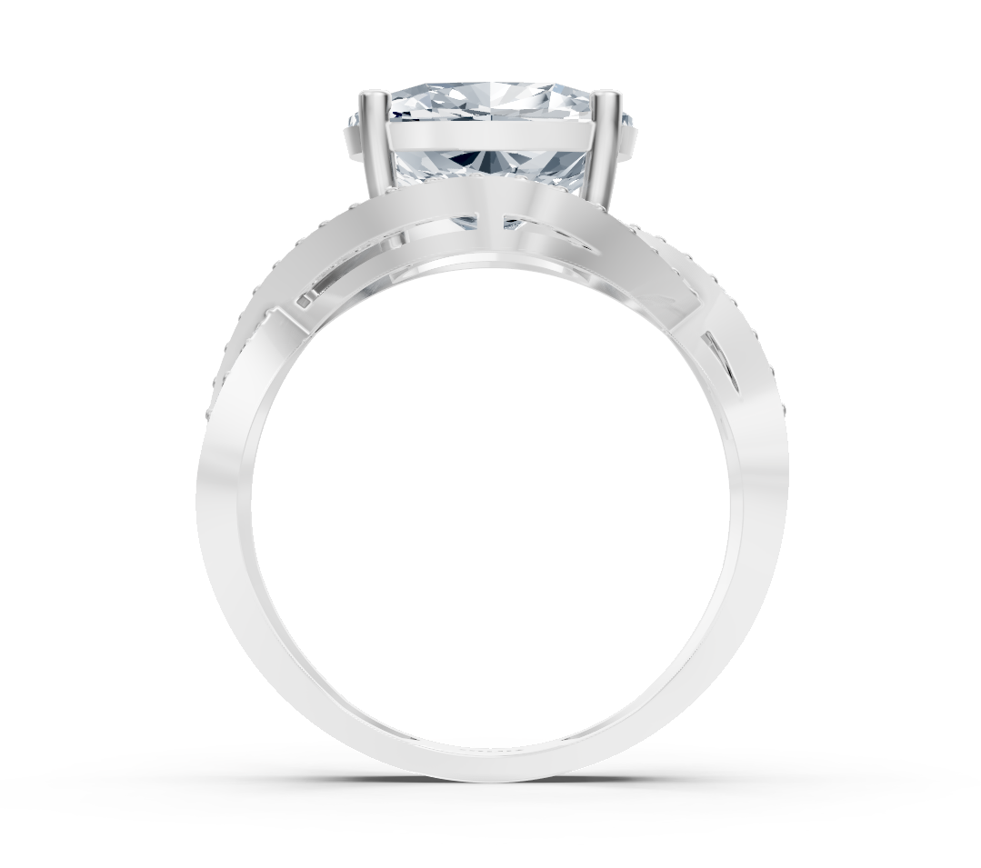 Modern white gold ring with cushion and round lab-grown diamond – 3.47 ct