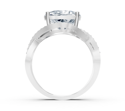Modern white gold ring with cushion and round lab-grown diamond – 3.47 ct
