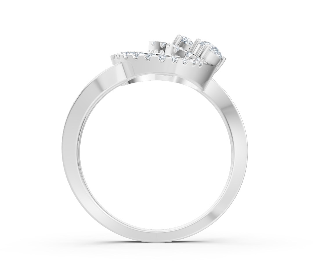 Bague extravagante en or blanc avec design ovale et diamants de laboratoire