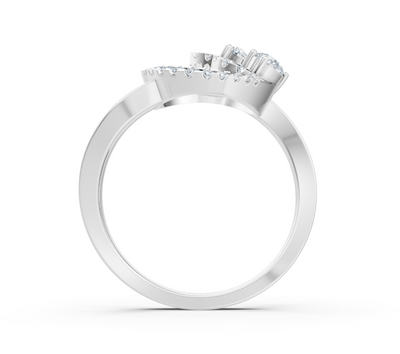 Bague extravagante en or blanc avec design ovale et diamants de laboratoire