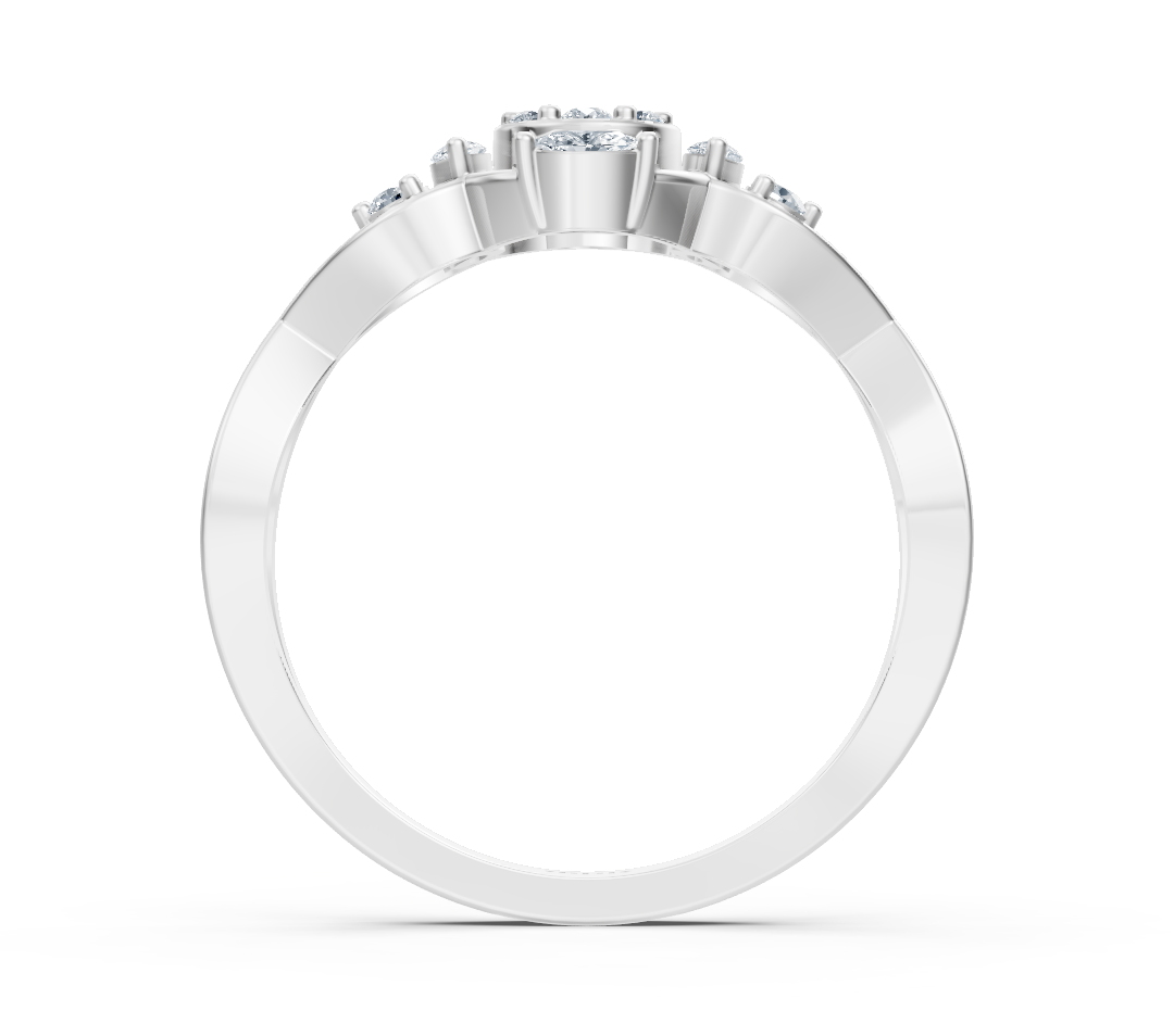 Weißgoldener Blumenring mit laborgezüchteten Diamanten