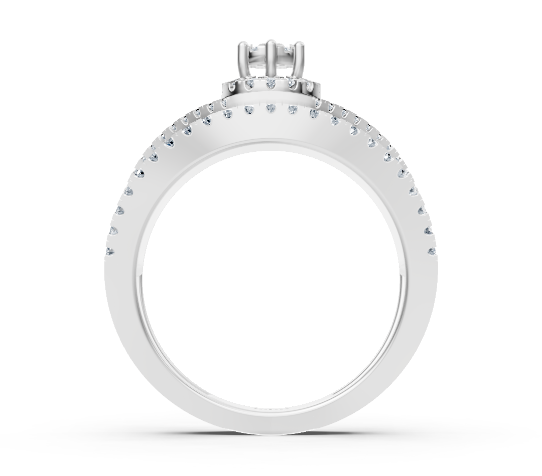Verlobungsring mit raffinierter Diamantverzierung in 14K Weißgold