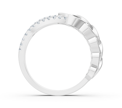 Weißgoldener Blattmuster-Ring mit laborgezüchteten Diamanten