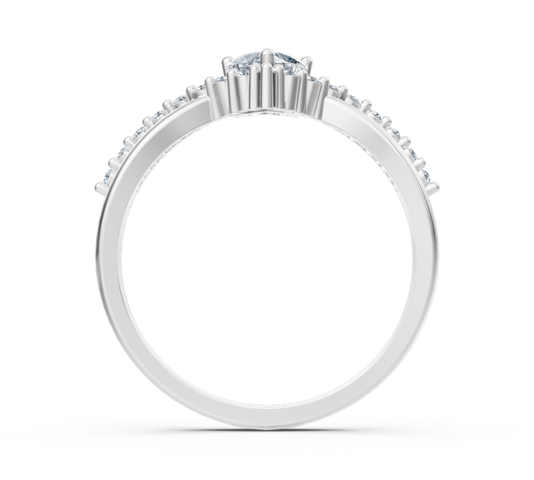 Bague en Or Blanc avec diamant en forme de cœur et sertissage pavé en diamants de laboratoire – Bijoux haut de gamme de Rosy Lab Diamonds