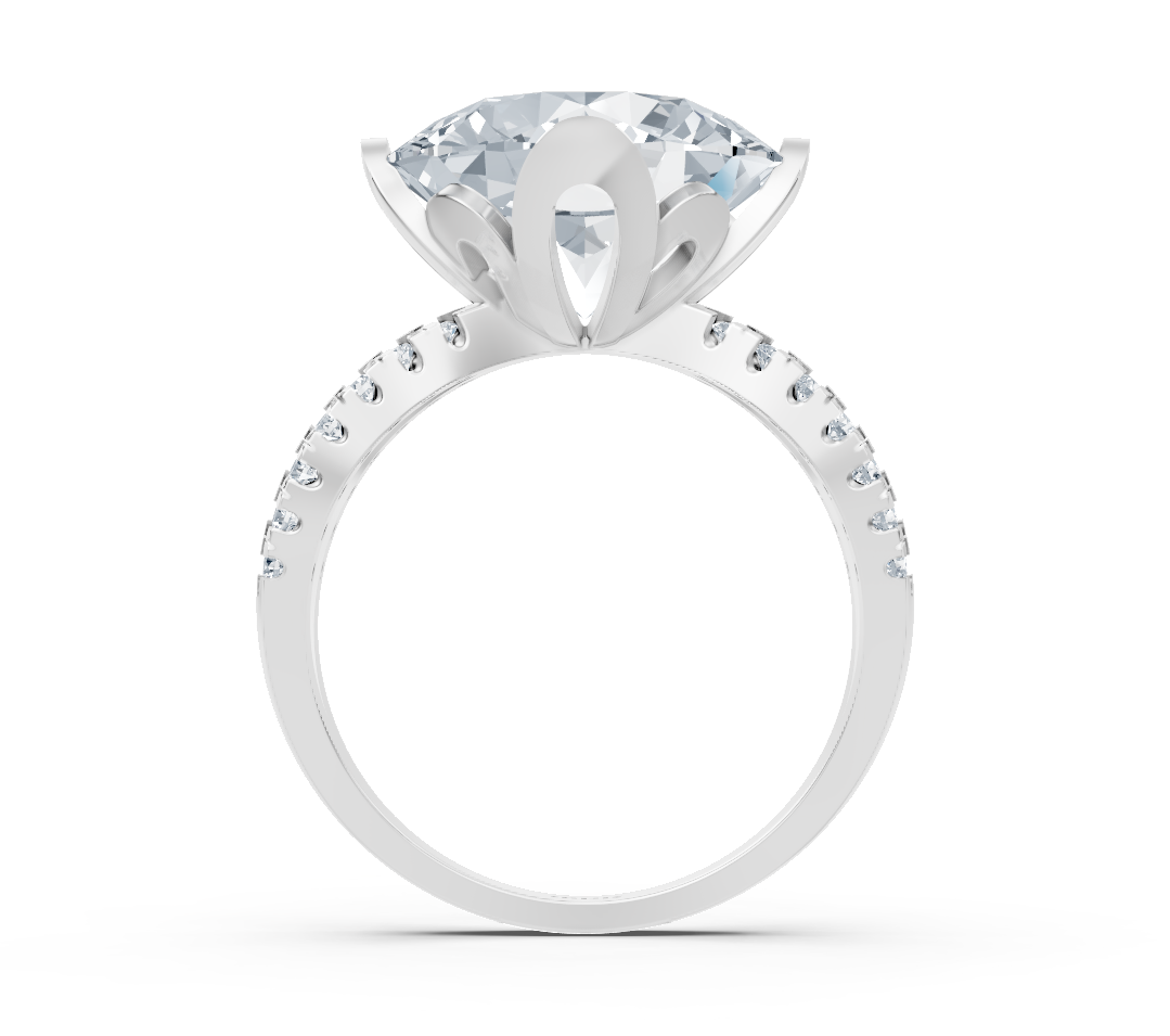 Bague en Or Blanc avec diamant rond cultivé en laboratoire – 6,59 ct – Bijoux haut de gamme de Rosy Lab Diamonds