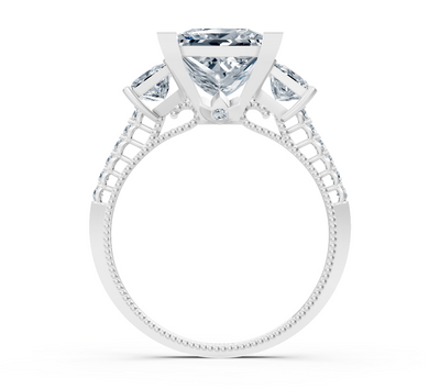 Elegant white gold ring with princess and round lab-grown diamond – 2.70 ct