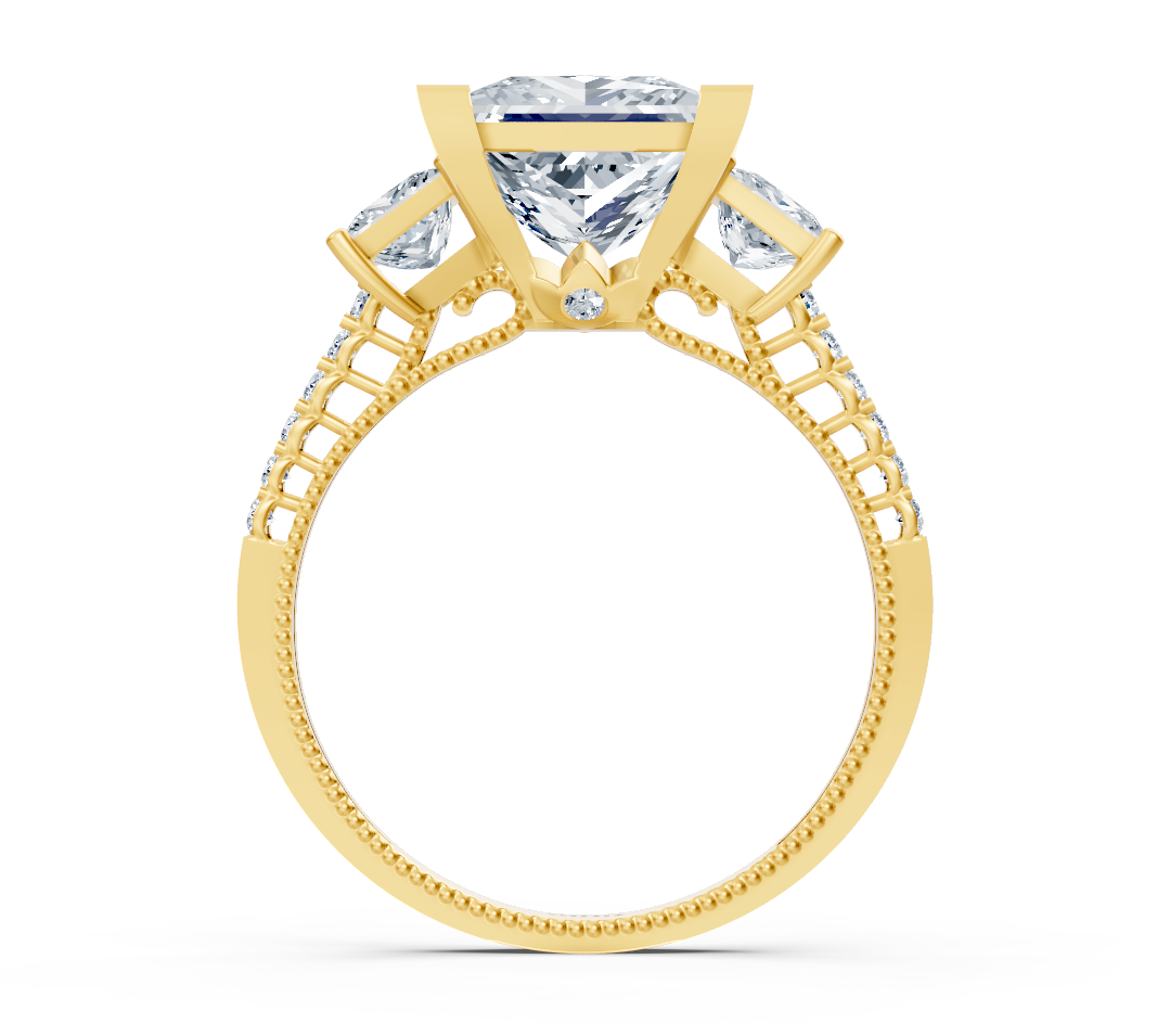 Eleganter Gelbgold-Ring mit Princess- und rundem laborgezüchtetem Diamant - 2,70 ct - hochwertiger Schmuck von Rosy Lab Diamonds