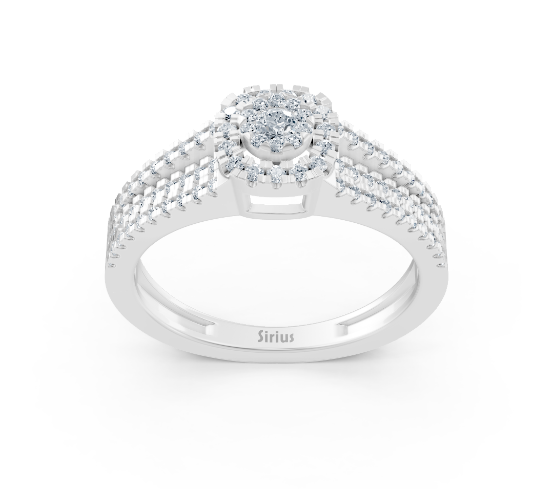 Weißgoldring mit Diamant-Halo