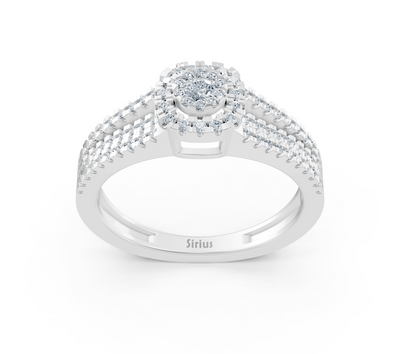 Weißgoldring mit Diamant-Halo