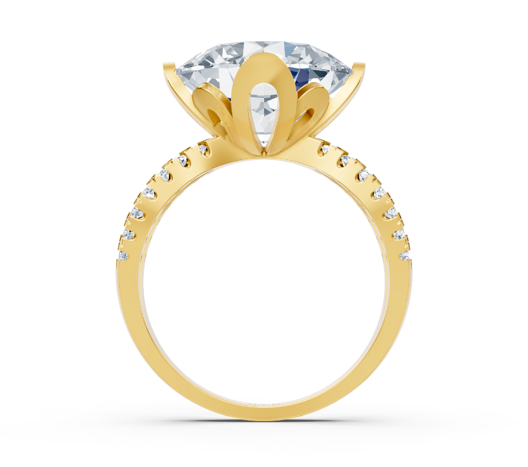 Yellow Gold ring with lab-grown round diamond – 6.59 ct – high-quality Jewelry from Rosy Lab Diamonds