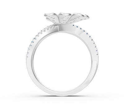 Weißgoldring mit floraler Diamantfassung