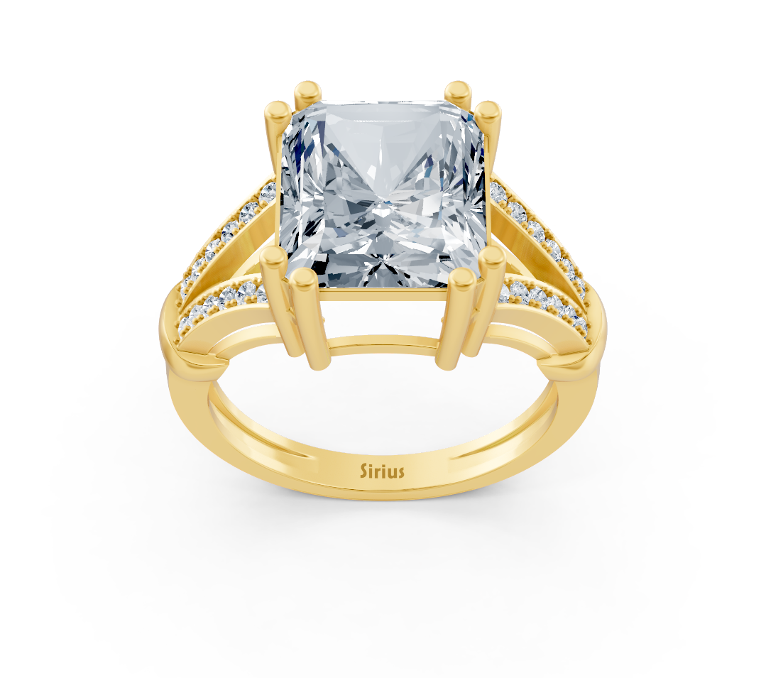 Bague exclusive en or jaune avec diamant taille radiant – 8,01 carats